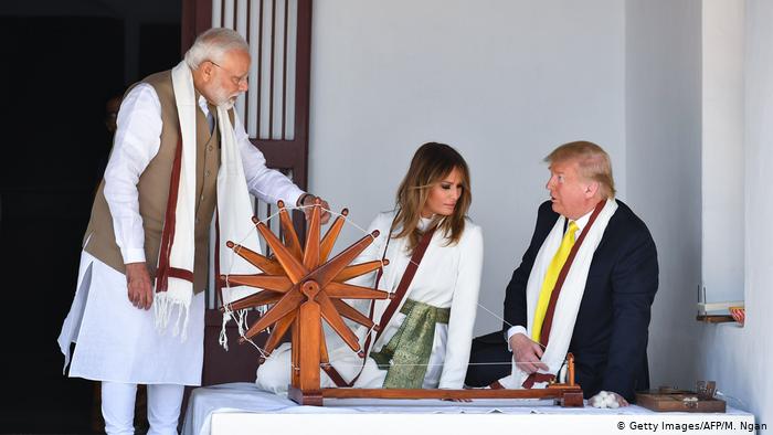 Prime Minister Narendra Modi with US President Donald Trump and US First Lady Melania Trump.